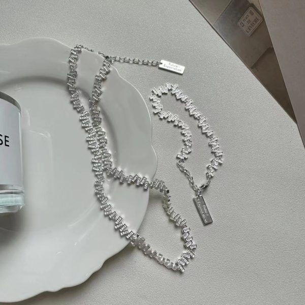 Wholesale 925 Sterling Silver Textured Irregular Necklace ＆ Bracelet - Image 2
