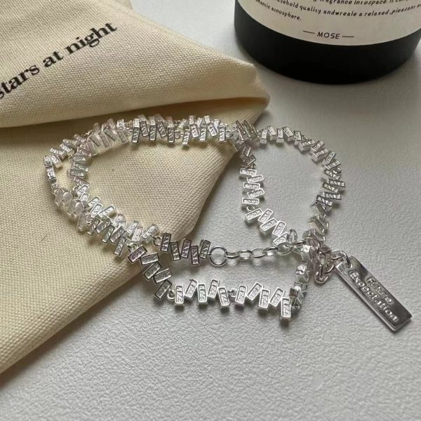 Wholesale 925 Sterling Silver Textured Irregular Necklace ＆ Bracelet - Image 5