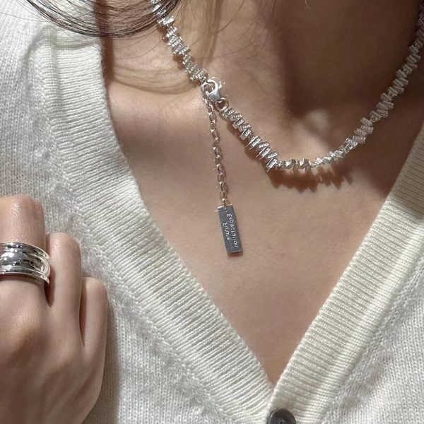 Wholesale 925 Sterling Silver Textured Irregular Necklace ＆ Bracelet - Image 8
