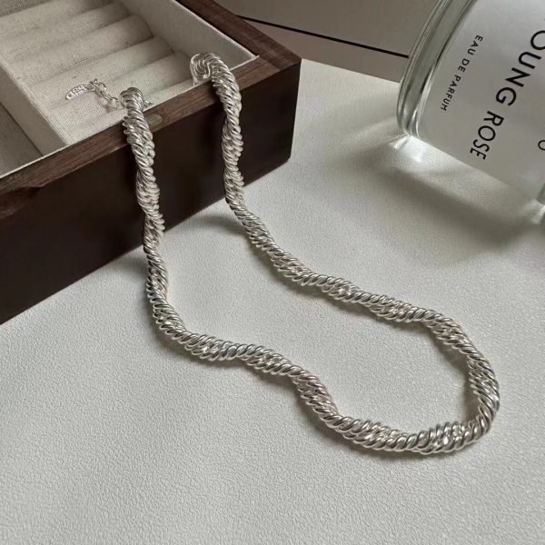 Wholesale 925 Sterling Silver Handmade Twisted Wire Chunky Necklace ＆ Bracelet - Image 4