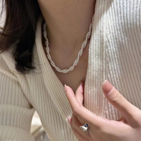 Wholesale 925 Sterling Silver Handmade Twisted Wire Chunky Necklace ＆ Bracelet - Image 5