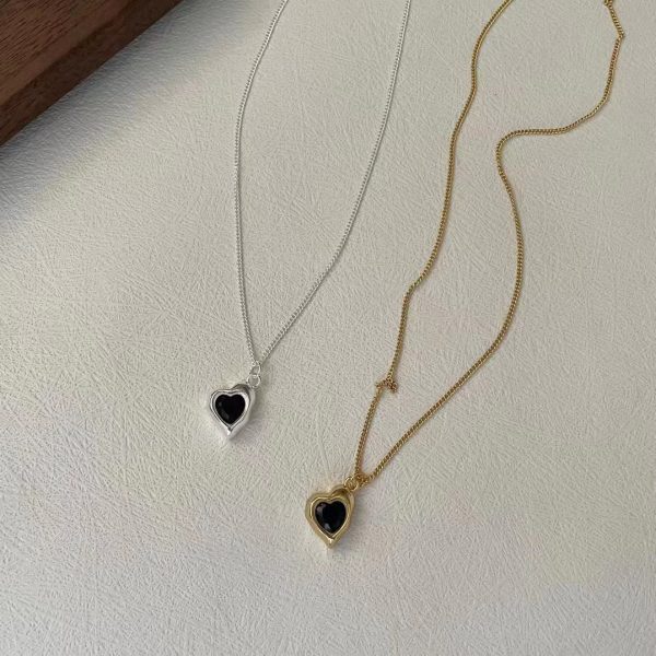 Wholesale 925 Sterling Silver Black Zircon Heart Necklace - Image 2