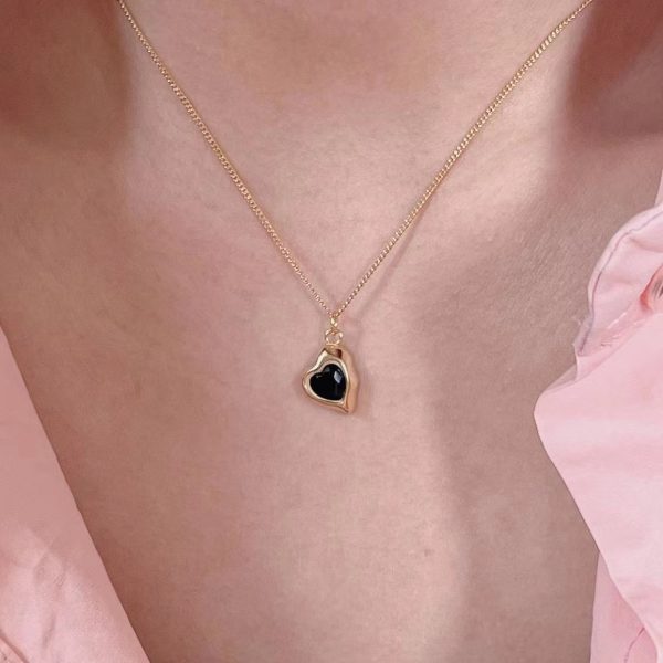 Wholesale 925 Sterling Silver Black Zircon Heart Necklace - Image 7