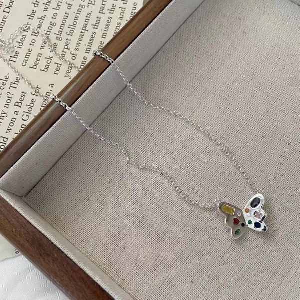 Wholesale 925 Sterling Silver Butterfly Colorful Zircon Necklace - Image 3