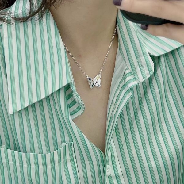Wholesale 925 Sterling Silver Butterfly Colorful Zircon Necklace - Image 4