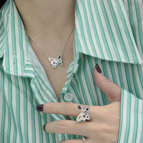 Wholesale 925 Sterling Silver Butterfly Colorful Zircon Necklace - Image 6