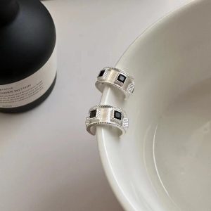 Wholesale 925 Sterling Silver Black Zirconia Earrings