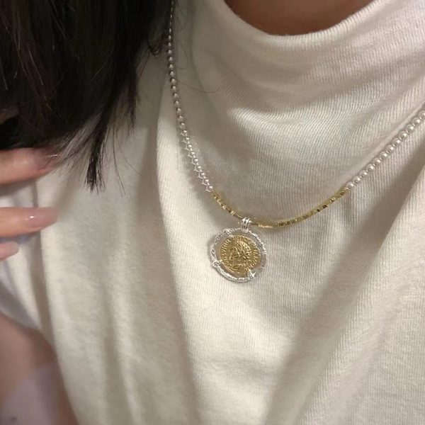 Wholesale 925 Sterling Silver Golden Coin Pendant & Earrings - Image 6