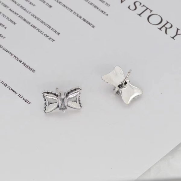Wholesale 925 Sterling Silver White Zirconia Bow Earrings - Image 2