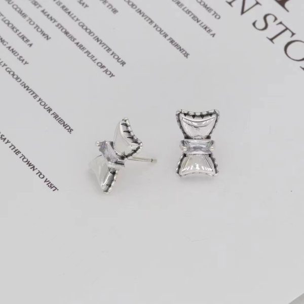 Wholesale 925 Sterling Silver White Zirconia Bow Earrings - Image 3