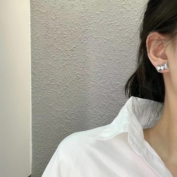 Wholesale 925 Sterling Silver White Zirconia Bow Earrings - Image 6