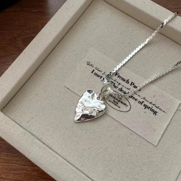 Wholesale 925 Sterling Silver Textured Love Necklace & Pendant