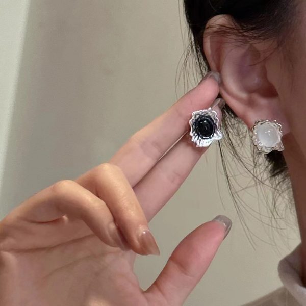 Wholesale 925 Sterling Silver Corrugated Agate Stud Earrings - Image 4