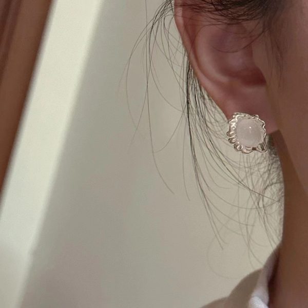 Wholesale 925 Sterling Silver Corrugated Agate Stud Earrings - Image 6