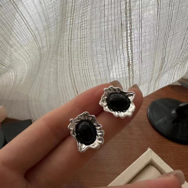 Wholesale 925 Sterling Silver Corrugated Agate Stud Earrings - Image 2