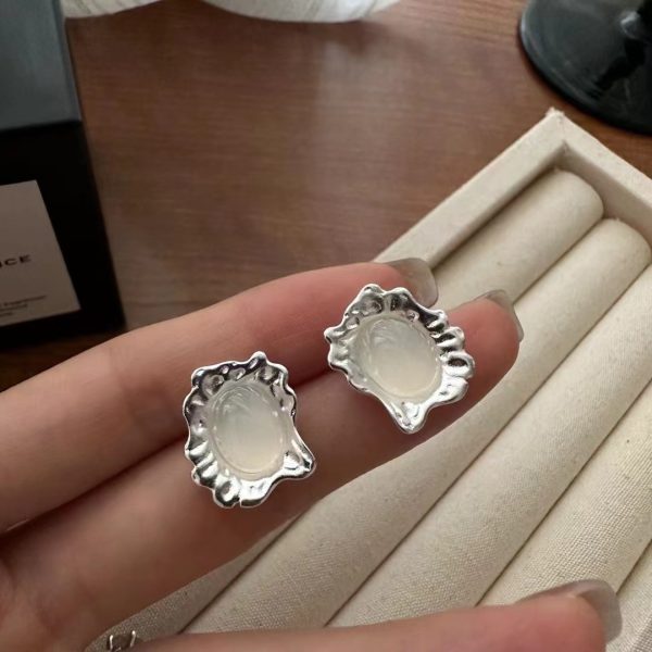 Wholesale 925 Sterling Silver Corrugated Agate Stud Earrings - Image 3