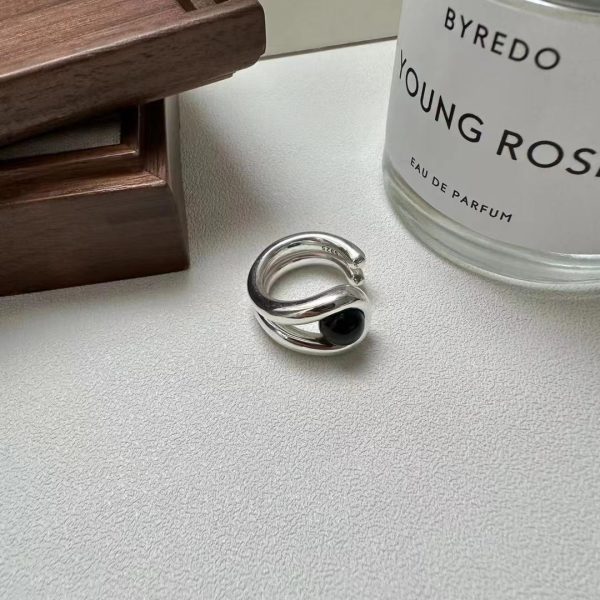 Wholesale 925 Sterling Silver Aventurine Jade Black Agate Rotating Ring - Image 2