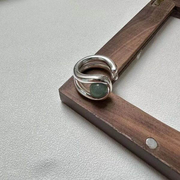 Wholesale 925 Sterling Silver Aventurine Jade Black Agate Rotating Ring - Image 3