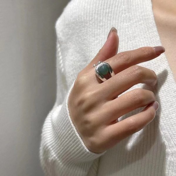 Wholesale 925 Sterling Silver Aventurine Jade Black Agate Rotating Ring - Image 5