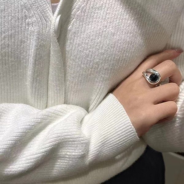 Wholesale 925 Sterling Silver Aventurine Jade Black Agate Rotating Ring - Image 7