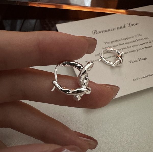 Wholesale 925 Sterling Silver Textured Knot Earrings - Image 2
