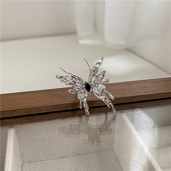 Wholesale 925 Sterling Silver White Gold Butterfly Ring - Image 2