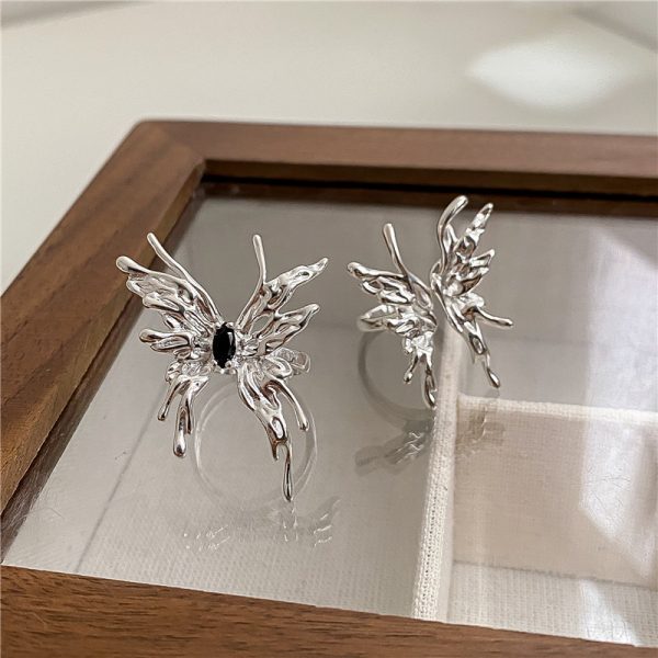 Wholesale 925 Sterling Silver White Gold Butterfly Ring - Image 4