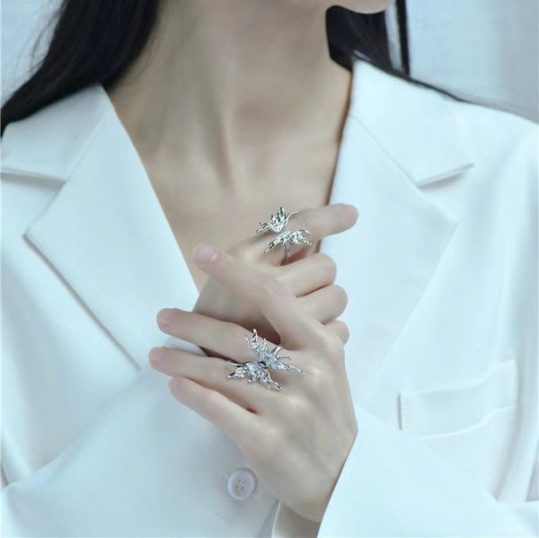 Wholesale 925 Sterling Silver White Gold Butterfly Ring - Image 6
