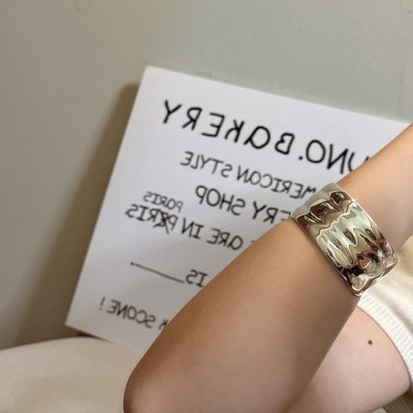 Wholesale 925 Sterling Silver Wide Wave Bangle & Ring - Image 4