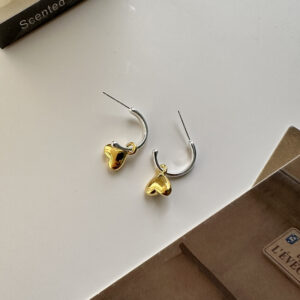 Wholesale 925 Sterling Silver Gold&Silver Heart Earrings