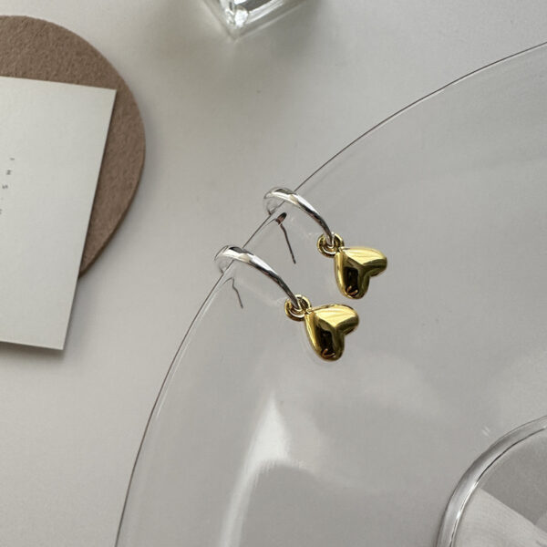 Wholesale 925 Sterling Silver Gold&Silver Heart Earrings - Image 3