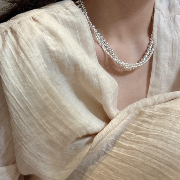 Wholesale 925 Sterling Silver Simple Double Layer Clavicle Necklace - Image 3