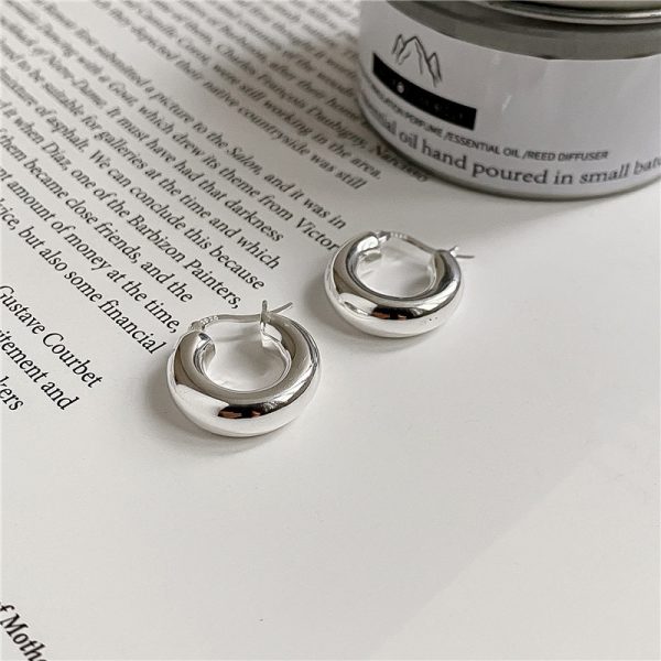 Wholesale 925 Sterling Silver Glossy Hoop Earrings - Image 3