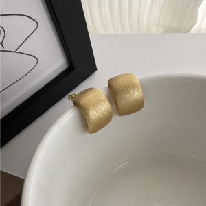 Wholesale 925 Sterling Silver Frosted  Earrings In Gold