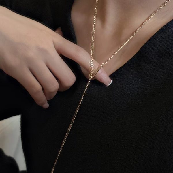 Wholesale 925 Sterling Silver Bamboo Hook Sweater Chain Necklace - Image 5