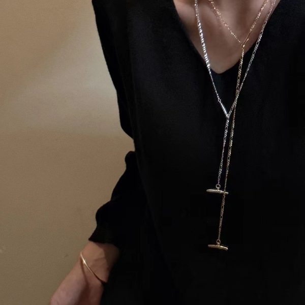 Wholesale 925 Sterling Silver Bamboo Hook Sweater Chain Necklace - Image 6
