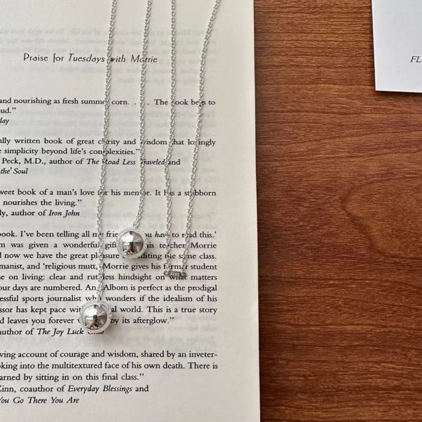 Wholesale 925 Sterling Silver Double Balls Sweater Necklace - Image 2