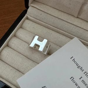 Wholesale 925 Sterling Silver Glossy H Ring