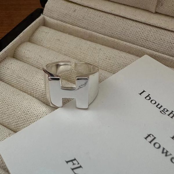 Wholesale 925 Sterling Silver Glossy H Ring - Image 3
