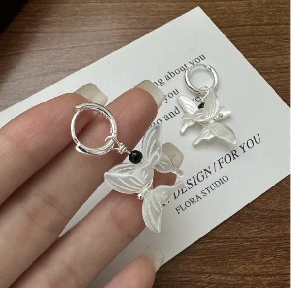 Wholesale 925 Sterling Silver White Mother Of Pearl Butterfly Earrings - Image 2