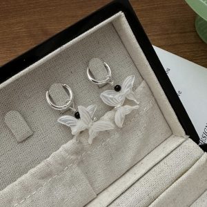 Wholesale 925 Sterling Silver White Mother Of Pearl Butterfly Earrings
