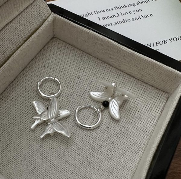 Wholesale 925 Sterling Silver White Mother Of Pearl Butterfly Earrings - Image 3