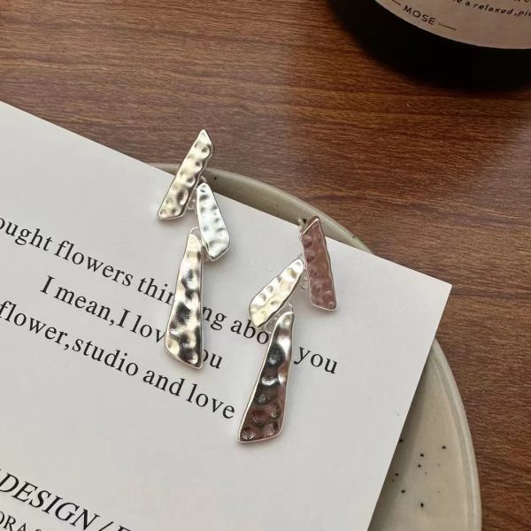 Wholesale 925 Sterling Silver Texture Long Earrings