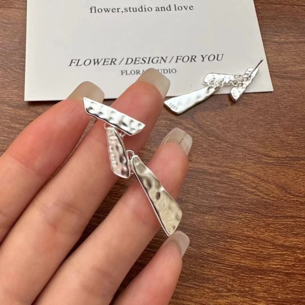 Wholesale 925 Sterling Silver Texture Long Earrings - Image 5