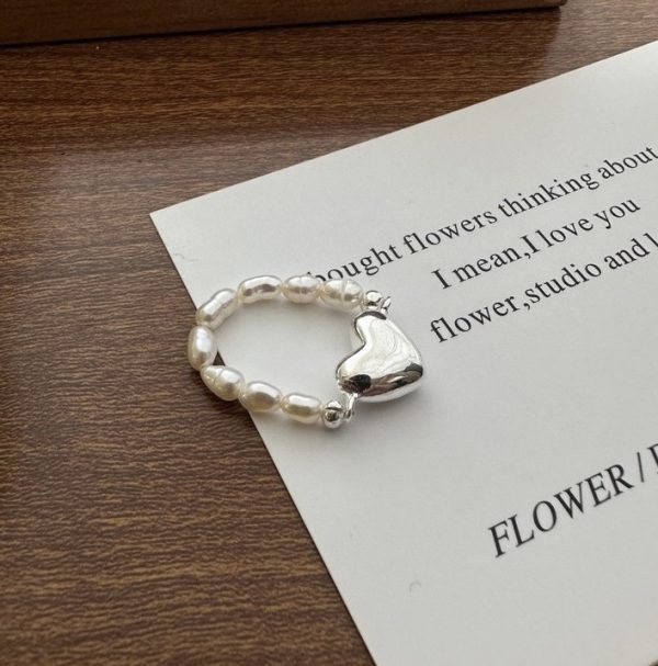 Wholesale 925 Sterling Silver Pearl Love Ring - Image 2
