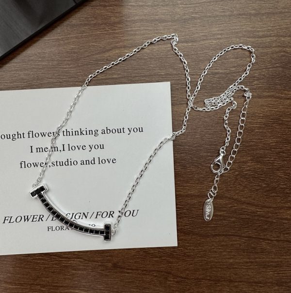 Wholesale 925 Sterling Silver Black Smile Necklace - Image 2
