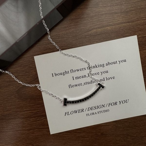 Wholesale 925 Sterling Silver Black Smile Necklace - Image 3