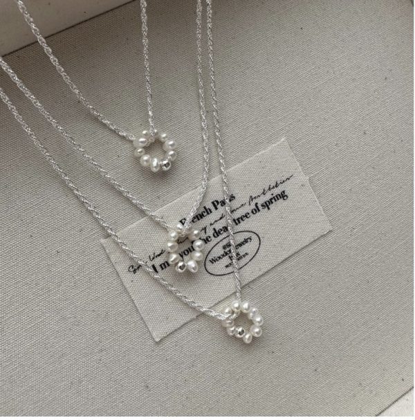 Wholesale 925 Sterling Silver Circle Pearl Necklace