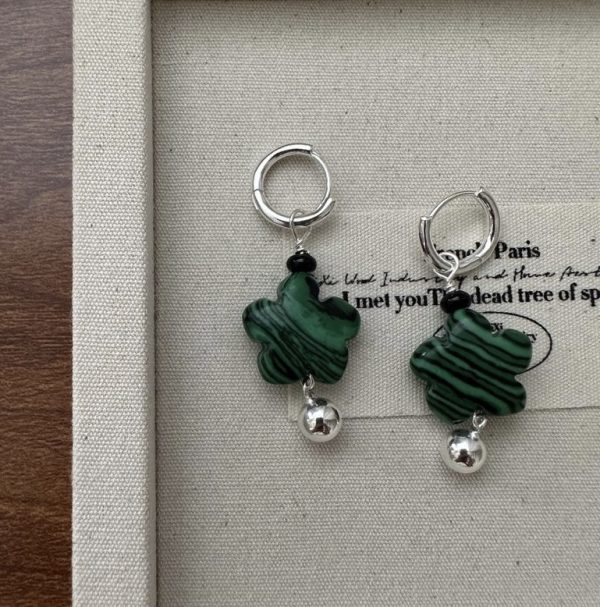 Wholesale 925 Sterling Silver Malachite Flower Earrings
