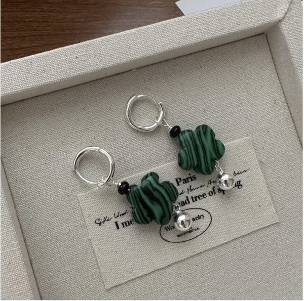 Wholesale 925 Sterling Silver Malachite Flower Earrings - Image 2